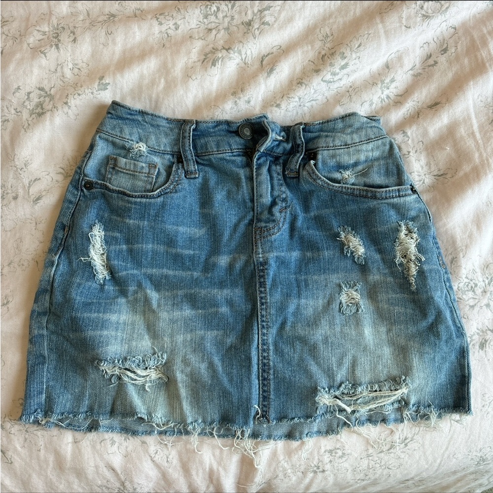 denim mini skirt